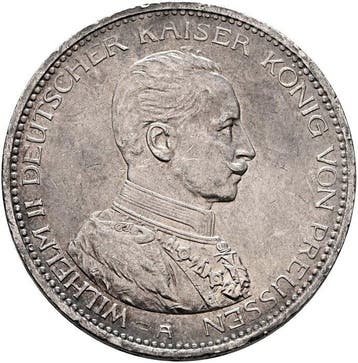 Duitsland, Pruisen Wilhelm II. 5 Mark 1914 (Berlín), Postzegels en Munten