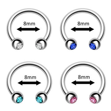 Fako Bijoux - Circular Barbell Piercing - Hoefijzer Kristal, Verzenden, Nieuw