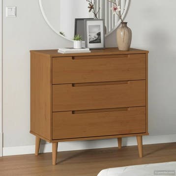 vidaXL Ladekast MOLDE Caramel 80 x 40 x 80 cm Massief, Verzenden, Nieuw