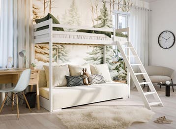 Hoogslaper met Bedbank Sophie 90 x 200 Wit, Verzenden, Nieuw, Hoogslaper