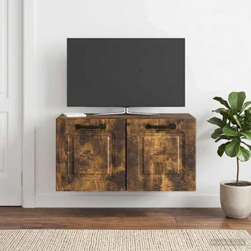 vidaXL Wandbeugel TV-kast Gerookt eiken 59,5 x 31 x 30 cm, Minder dan 50 cm, Verzenden, Nieuw, Minder dan 100 cm