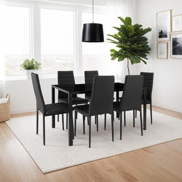 Eetkamerstoelen, kunstleer - zwart, Set van 8, Huis en Inrichting, Stoelen, Verzenden, Nieuw