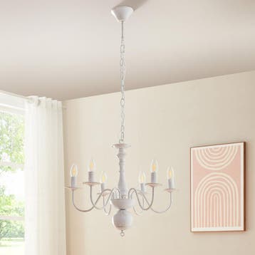 Kroonluchter Berkeley 6-lichts klassiek vintage wit lux.pro, Verzenden, Nieuw