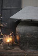 Chinese hoed lampenkap stonewashed Leem 60 cm, Ophalen of Verzenden, Nieuw