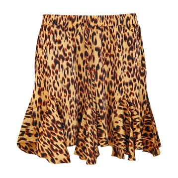 By Clara • korte rok met luipaard print • S/M, Maat 38/40 (M), Bruin, Verzenden, Nieuw