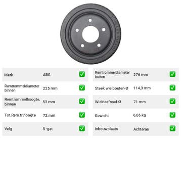 Remtrommel Achteras Chevrolet Malibu – AutopartsOnline.nl, Verzenden, Nieuw, Chevrolet