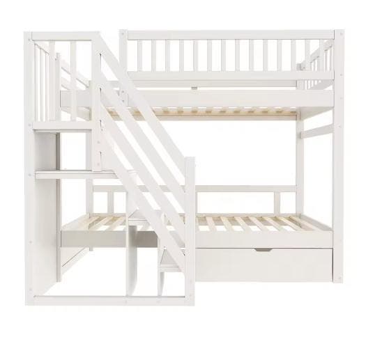 Massief Houten Stapelbed 90x200 cm met Opbergladder, Huis en Inrichting, Slaapkamer | Bedden, Nieuw, Verzenden