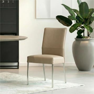 Set van 8 Leren eetkamerstoelen Real - Hermes Mocca, Huis en Inrichting, Stoelen, Ophalen of Verzenden, Nieuw, Leer