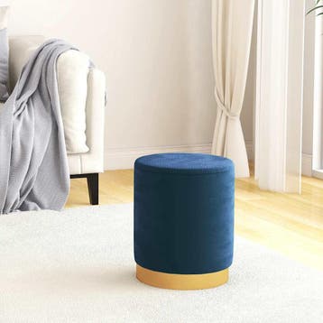 vidaXL Hocker met opbergruimte rond fluweel 31 x 37 cm blauw, Verzenden, Nieuw, Blauw