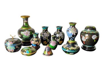 Vaas - Objecten Cloisonnè-collectie Black - 11 -, Antiek en Kunst