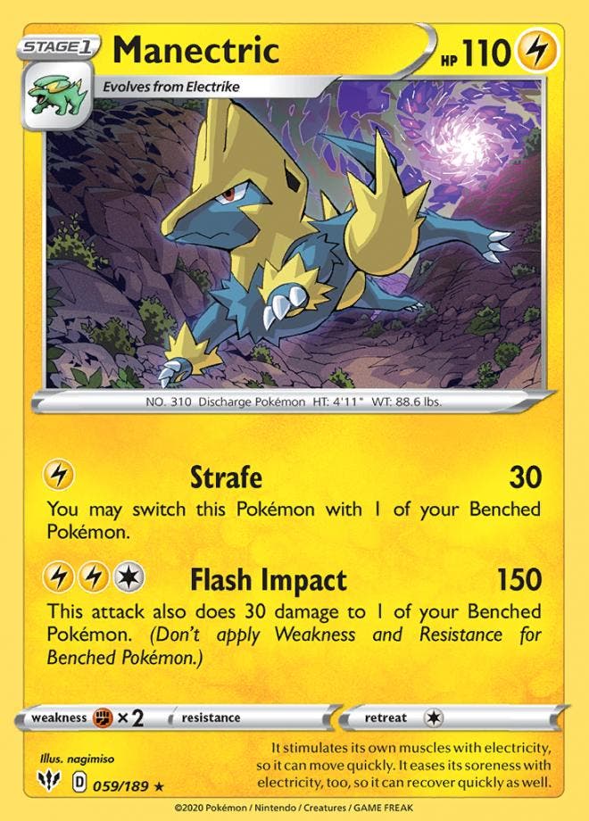 Manectric 059/189 Darkness Ablaze, Hobby en Vrije tijd, Verzamelkaartspellen | Pokémon, Losse kaart, Nieuw, Foil, Ophalen of Verzenden