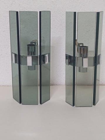 Wandlamp (2) - Glas, Metaal, Antiek en Kunst