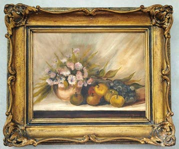 École européenne (XIX-XX) - Fleurs roses et fruits