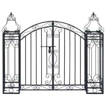 Smeedijzeren poort zwart | 41% Korting, Tuin en Terras, Met poort, Ophalen of Verzenden, Zo goed als nieuw, Sierhekwerk