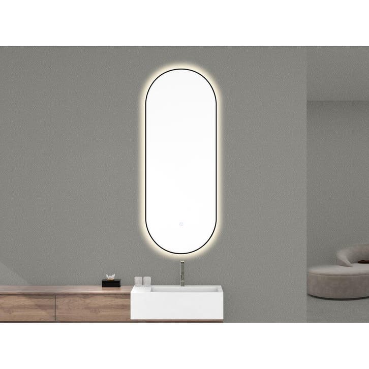 Ovale Spiegel Wiesbaden Nomi met Dimbare LED Verlichting en, Huis en Inrichting, Woonaccessoires | Spiegels, Nieuw, Vierkant, Ophalen of Verzenden