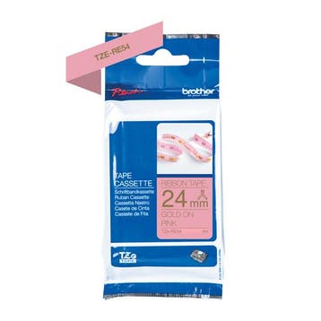 Brother TZe-RE54 tape goud op roze 24 mm (origineel), Computers en Software, Printerbenodigdheden, Verzenden, Nieuw, Printertape
