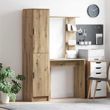 vidaXL Bureau met plank met opslag met de deur 2 st Artisan, Verzenden, Nieuw
