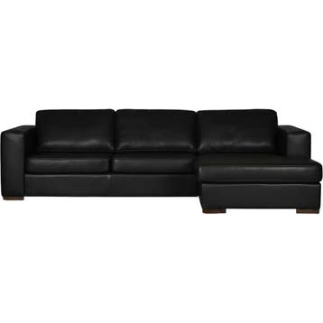 Leren hoekbank Flow - 2,5 zits arm links + longchair rechts, 250 tot 300 cm, Hoekbank, Nieuw, Ophalen of Verzenden