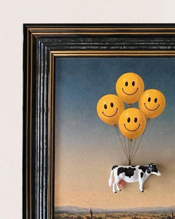 DKT Nando - Happy Cow - Framed 3D Art