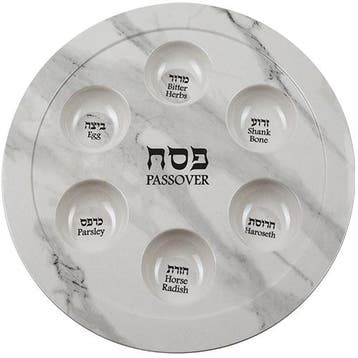 Seder schaal van melamine met marmereffect in wit en gri..., Nieuw