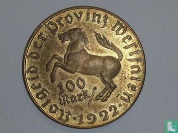 Westfalen 100 mark 1922 Freiherr vom Stein, Postzegels en Munten, Verzenden, Overige landen, Losse munt