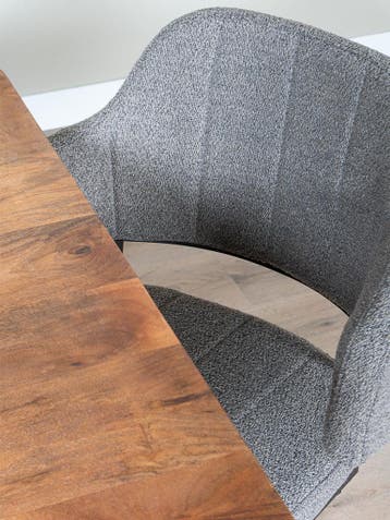 Eetkamerstoel Brown | Bouclé Armstoel, Huis en Inrichting, Stoelen, Overige kleuren, Verzenden, Nieuw, Stof