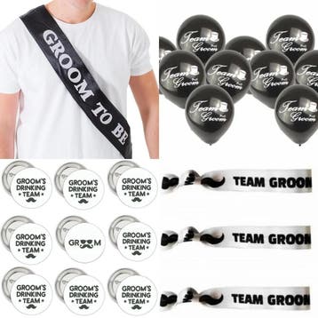 Vrijgezellenfeest set Groom to Be 28-delig, Kleding | Heren, Verzenden, Zwart, Nieuw, Accessoires