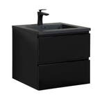 Badkamermeubel Set Angela 60cm Mat Zwart Badmeubel, Verzenden, Nieuw, Wastafelkast