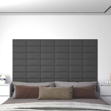 vidaXL Wandhoofdbord 12 st 30 x 15 cm Grijs Stof, Doe-het-zelf en Verbouw, Platen en Panelen, Verzenden, Nieuw