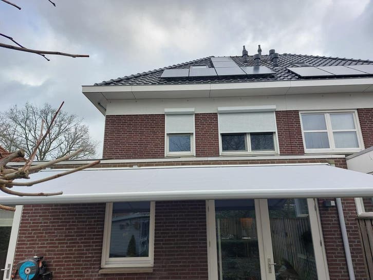 Zonnescherm Doek Vervangen? | Complete Doekenwisselservice, Tuin en Terras, Zonneschermen, Knikarmscherm, Nieuw, 450 cm of meer