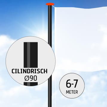 Aluminium vlaggenmast 6 of 7 meter Ø 90mm ZWART RAL 9005., Diversen, Vlaggen en Wimpels, Nieuw
