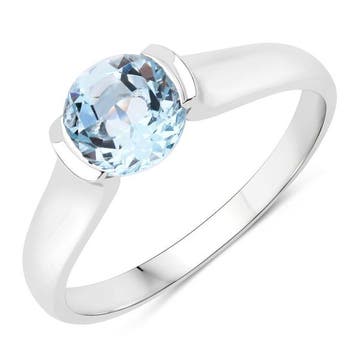 Ring - 14 karaat Witgoud - 1.30ct. tw. Aquamarijn -, Nieuw