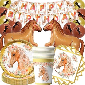 45-delige paarden decoratie set Happy Birthday XXL deLuxe, Verzenden, Nieuw