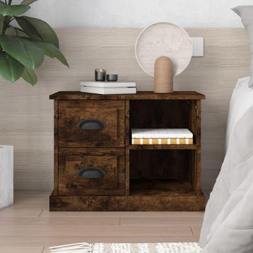 vidaXL Nachtkastje 60x35,5x45 cm gerookt eikenkleurig, Minder dan 45 cm, Verzenden, Nieuw, Minder dan 55 cm