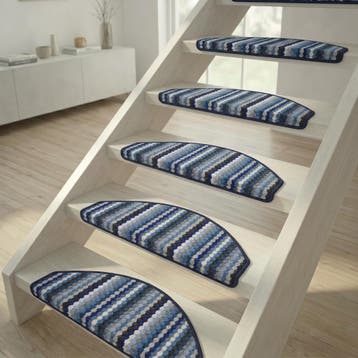 Trapmat Multi Stripes Blauw - 28x65 cm, Verzenden, Nieuw