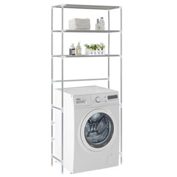 vidaXL Opbergrek voor boven wasmachine 3-laags 69x28x169 cm, Verzenden, Nieuw, Zilver
