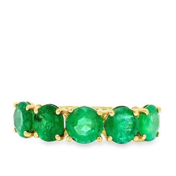 Ring - 14 karaat Geel goud - 3.54ct. tw. Smaragd, Nieuw