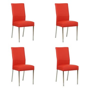 Set van 4 Leren eetkamerstoelen Real - Toledo Ferrari, Ophalen of Verzenden, Nieuw, Leer