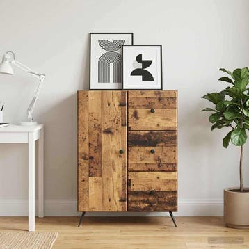 vidaXL Dressoir Oud hout 66 x 34,5 x 90 cm Bewerkt hout, Verzenden, Nieuw, Overige houtsoorten, Minder dan 50 cm