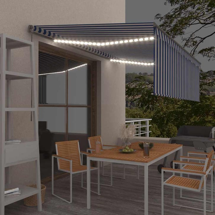 vidaXL Luifel handmatig uittrekbaar rolgordijn LED 4,5x3 m, Tuin en Terras, Zonneschermen, Nieuw, Verzenden