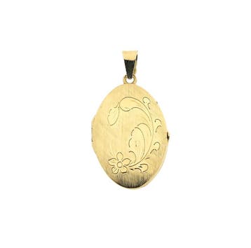 Vintage gouden medaillon hanger; Floraal ontwerp, Ophalen of Verzenden, Gebruikt, Goud, Overige merken