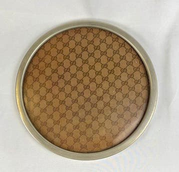 Decoratief dienblad - Gucci - Ronde massieve messing / GG, Nieuw