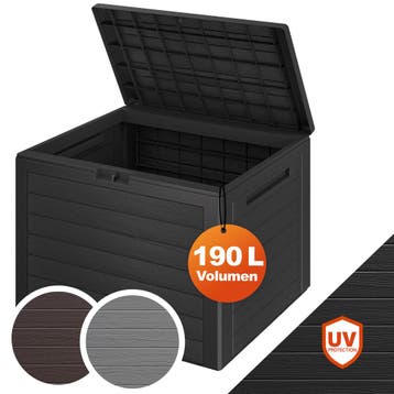 Kussenbox Lille Antraciet 190L houtlook (Kussenboxen), Verzenden, Nieuw