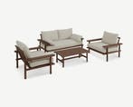 Stoel-Bank Loungeset Laruna Acaciahout Vintage Bruin /  Wit, Tuin en Terras, Tuinbanken, Verzenden, Nieuw
