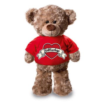 Teddybeer knuffel - beterschap - pluche - 24 cm - shirt, Verzenden, Nieuw