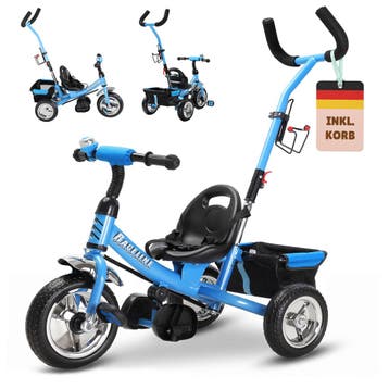Raceline kinderdriewieler - Metaal - Duwstang - Blauw, Verzenden, Nieuw