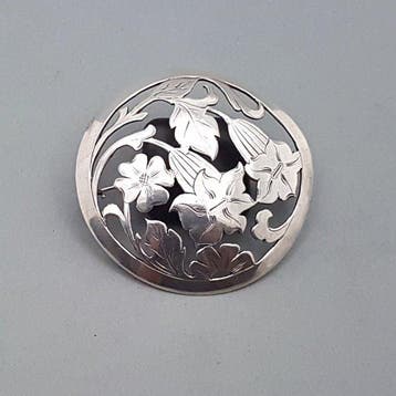 Zilver, Art Deco, Lelie - Broche - Handgesmeed.