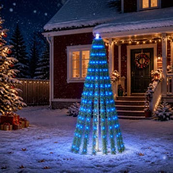 vidaXL LED Kerstboom EKENAS 150 cm 240 LEDs Blauw Staal, Verzenden, Nieuw