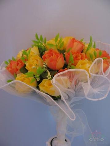 Bruidsboeket Zijden bloemen First 16 Summer Orange, Ophalen of Verzenden, Nieuw