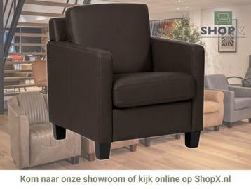 Leren fauteuil Smart - Toledo Espresso (bruin) - Poten hout, Nieuw, Ophalen of Verzenden, Bohemian, Eigentijds, Modern, Retro